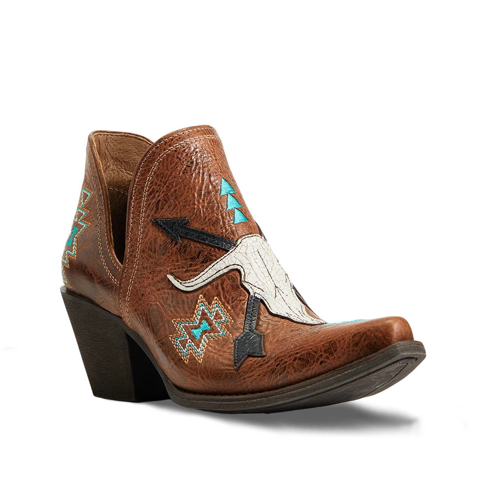 Ariat Ladies Encore Southwestern Cognac Snip Toe Booties 10040376