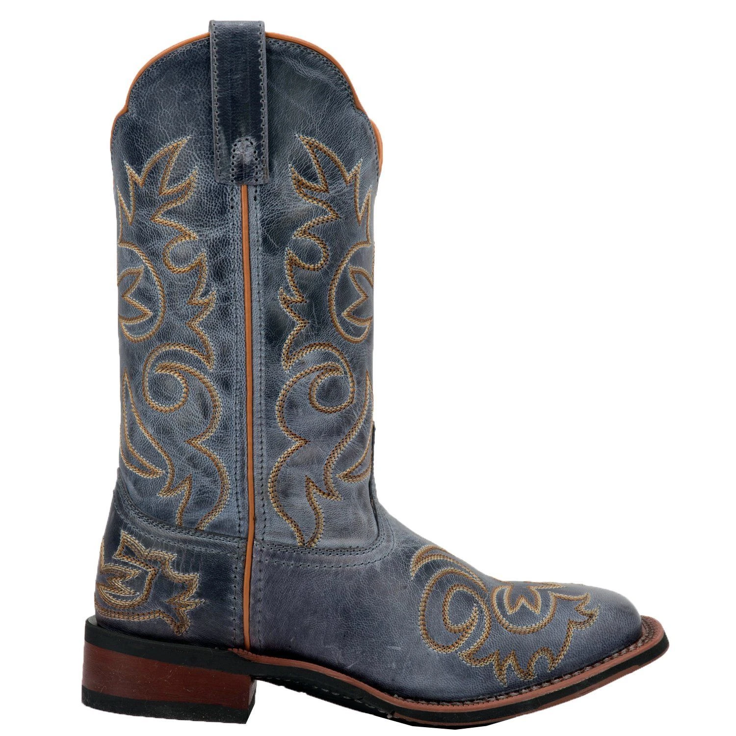 Laredo Ladies Ella Navy Embroidered Square Toe Western Boots 5676 - Image 4