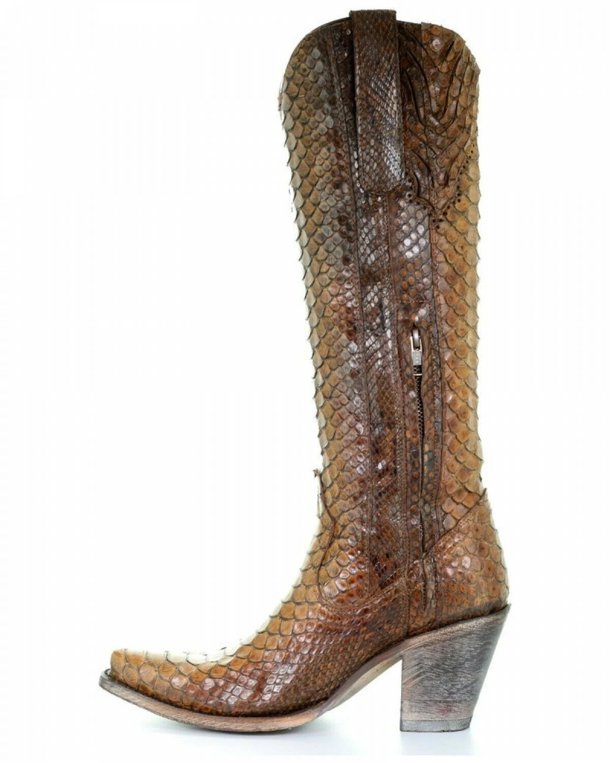 Corral Boots Corral Ladies Tan Full Python Snakeskin Zip-Up Knee-High Boots A3667 - Image 4