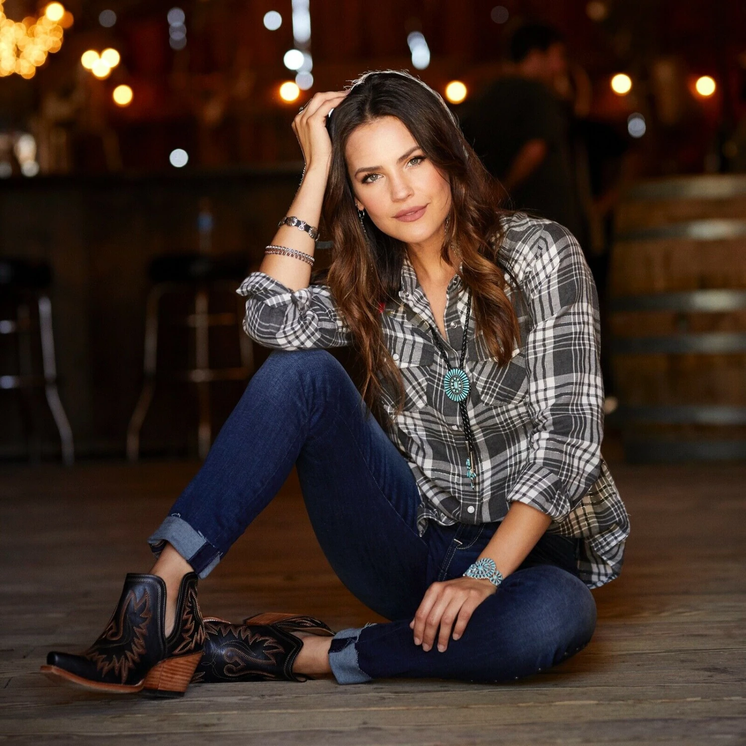 Ariat® Ladies Dixon Brooklyn Black Western Ankle Boots 10029653 - Image 7