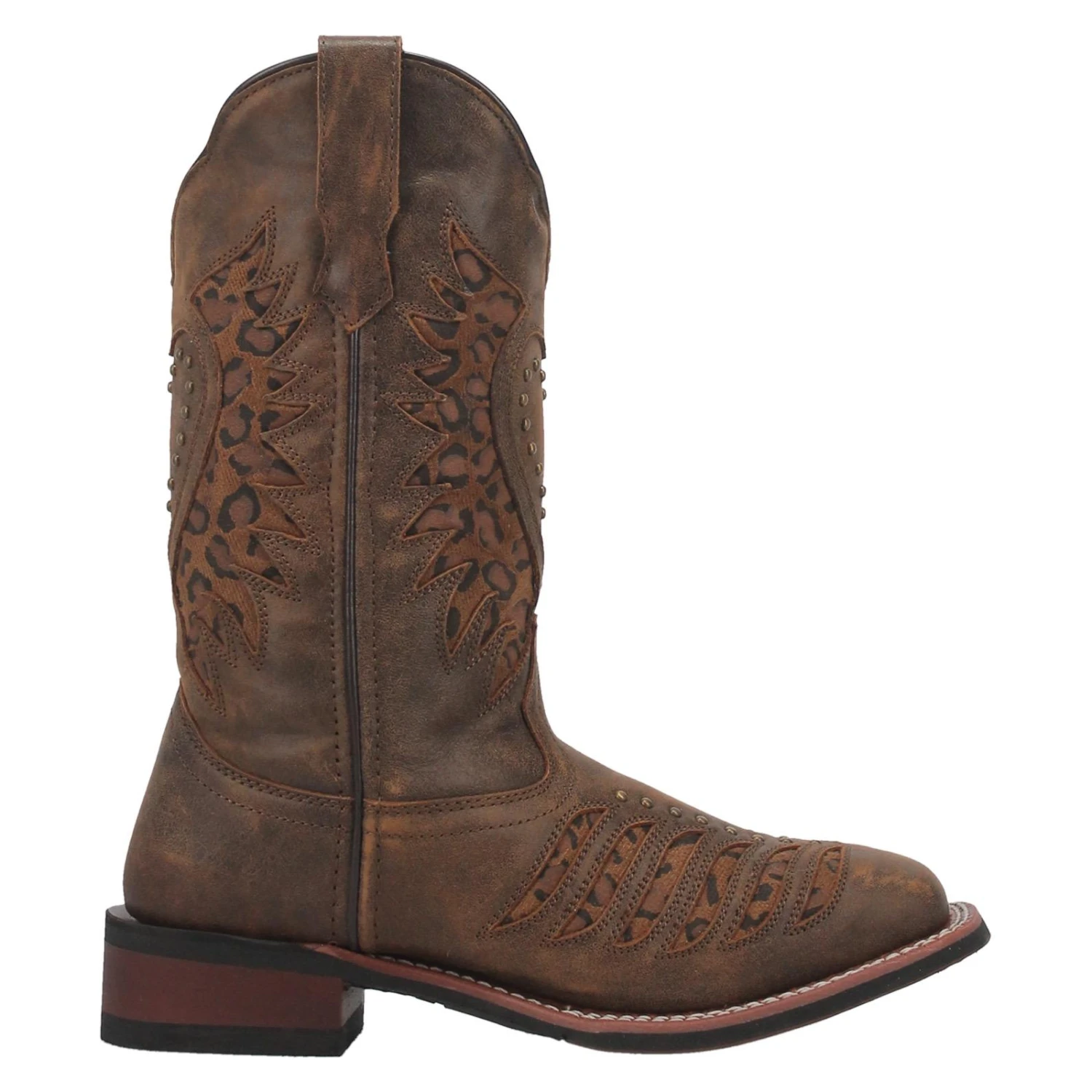 Laredo® Ladies Emmylou Leopard Print Inlay Brown Western Boots 5889 - Image 3