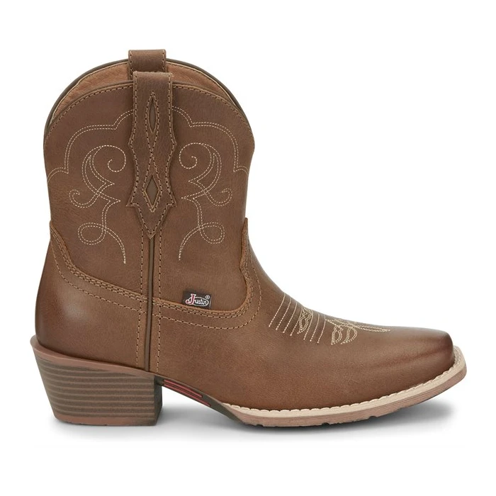 Justin® Ladies Chellie Tan Leather Western Square Toe Booties GY9510 - Image 3
