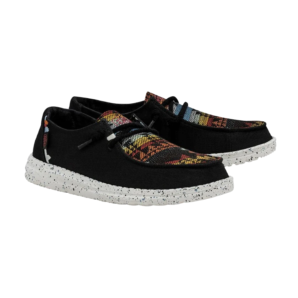 Hey Dude Ladies Wendy Boho Distressed Texacoco Black Shoes 121414689