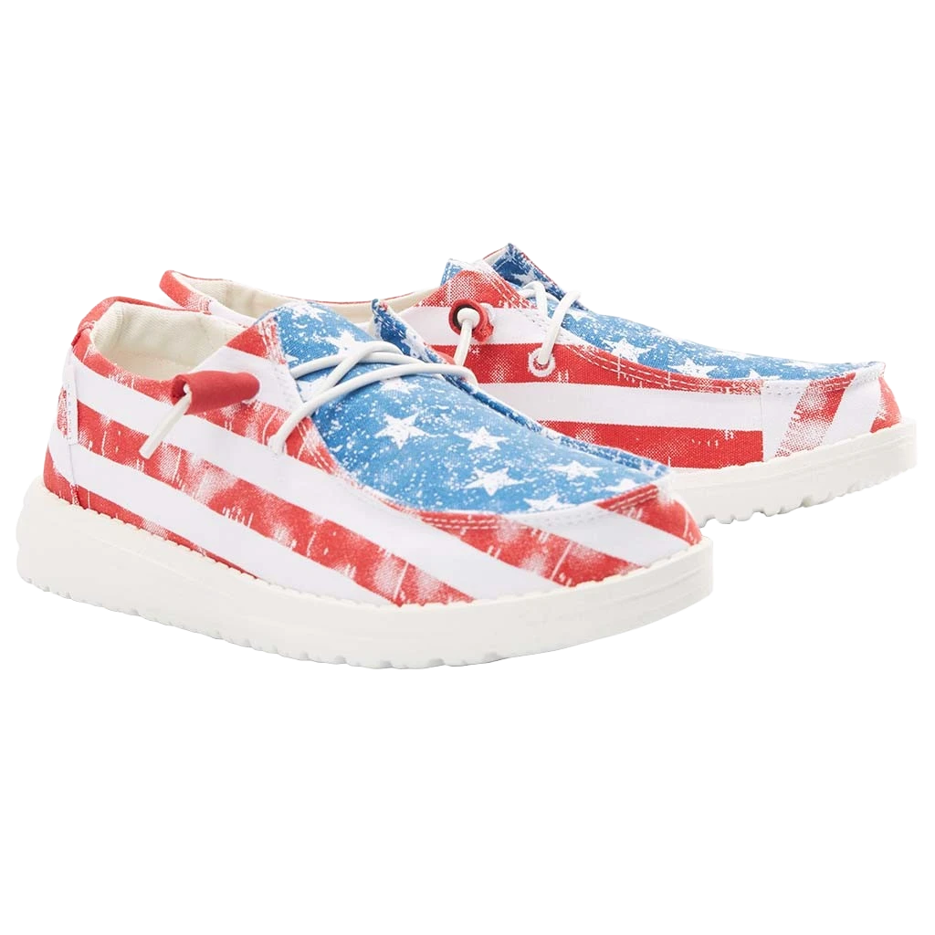 Hey Dude Ladies Wendy Patriotic Star Spangled Casual Shoes 40158-1LK