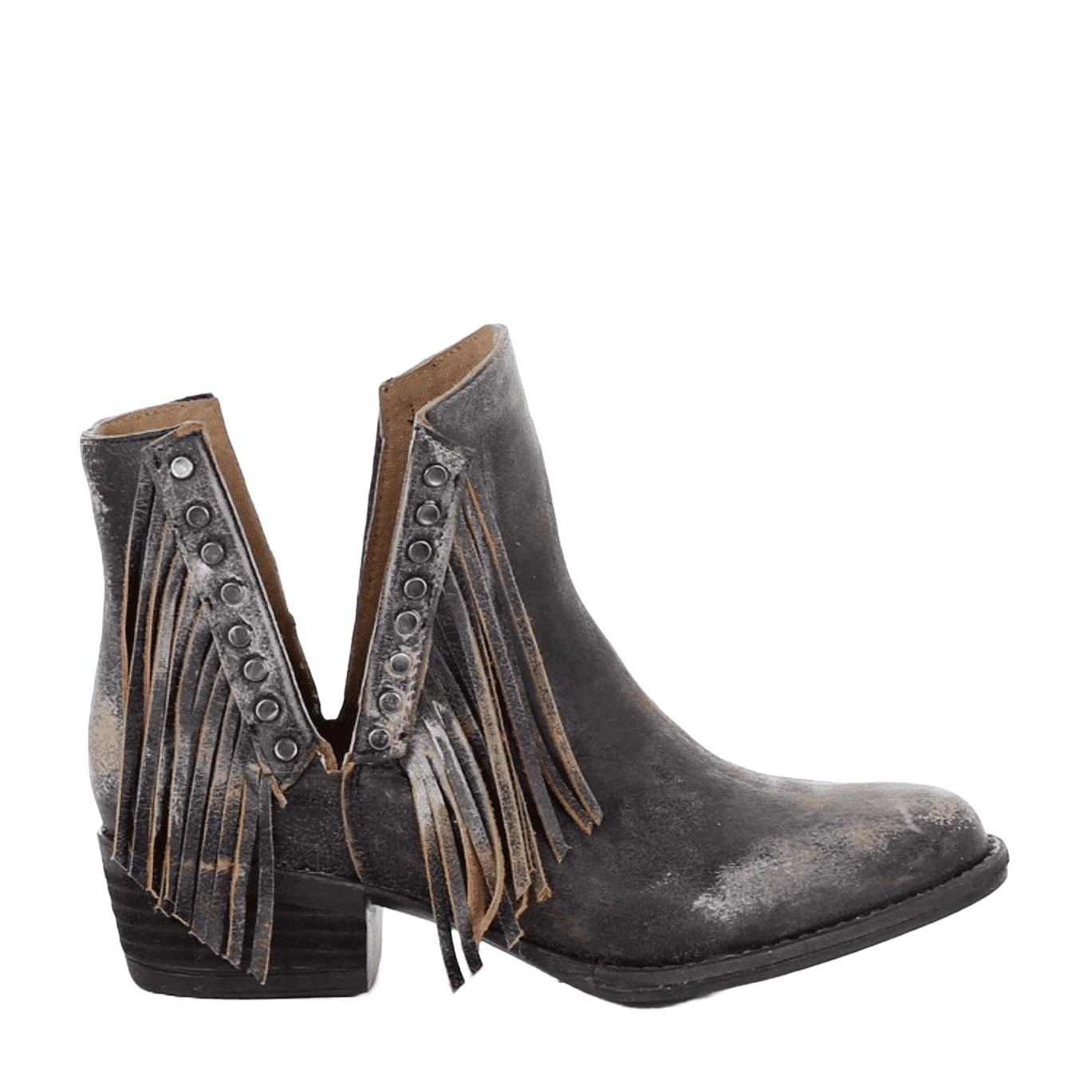 Circle G By Corral Ladies Black Studs & Fringe Booties Q5089 - Image 2