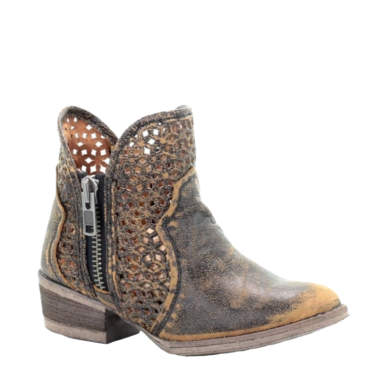 Circle G By Corral Ladies Black & Yellow Cutout Bootie Q5021