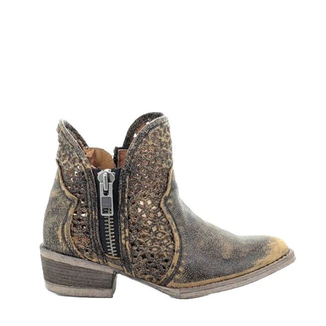 Circle G By Corral Ladies Black & Yellow Cutout Bootie Q5021 - Image 2