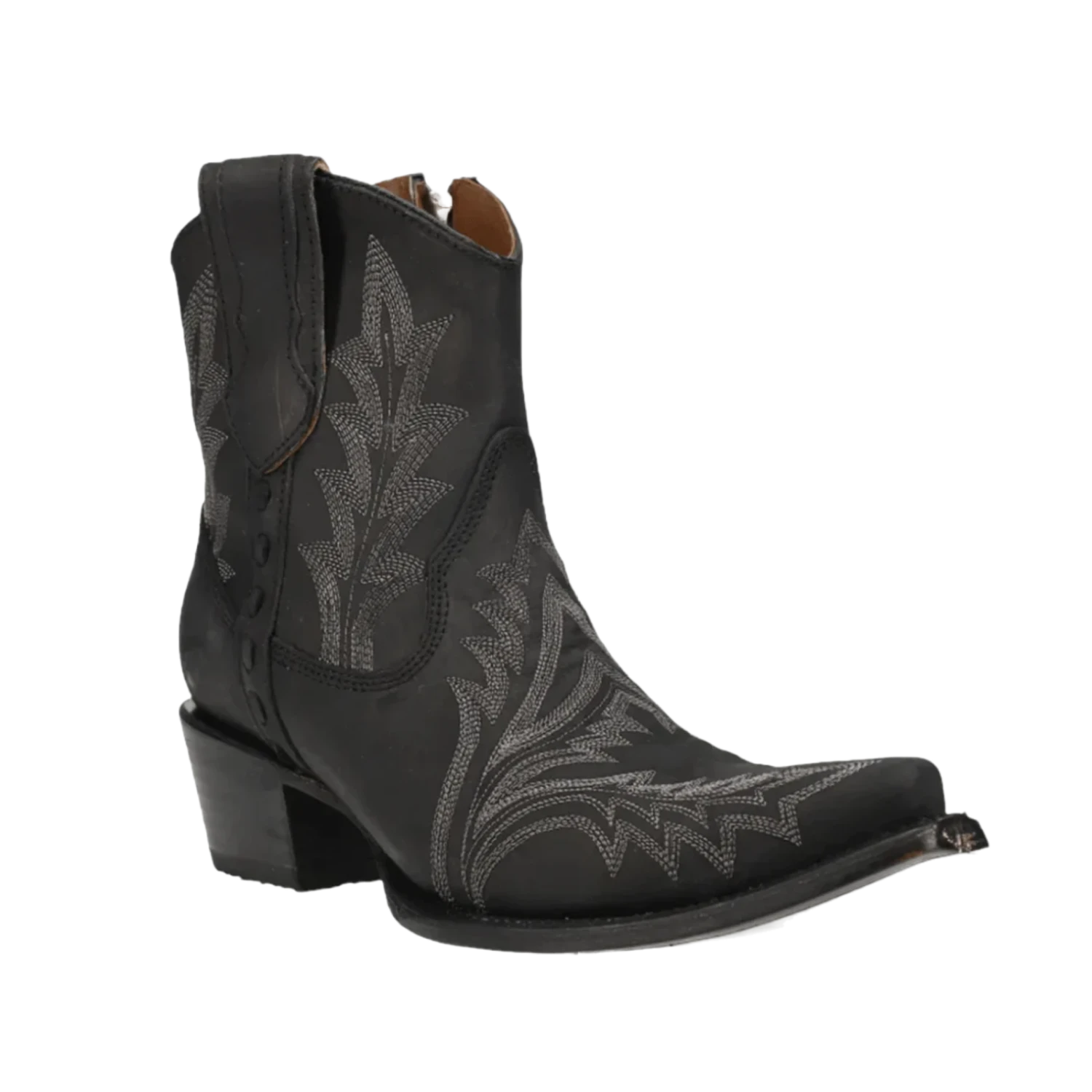 Circle G By Corral Ladies Black Embroidery & Zipper Ankle Boots L5701