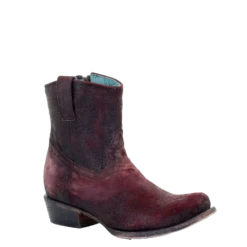 Corral Boots Corral Ladies Wine Red Lamb Round Toe Shortie Ankle Boots C3416