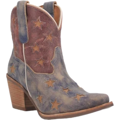 Dingo Ladies Liberty Stars Red & Blue Snip Toe Booties DI769