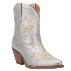 Dingo Ladies Primrose Floral Embroidery Silver Boots DI748-GY6