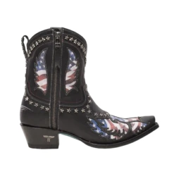 Lane Ladies Old Glory American Flag Jet Black Snip Toe Bootie LB0475A