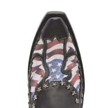 Lane Ladies Old Glory American Flag Jet Black Snip Toe Bootie LB0475A - Image 2