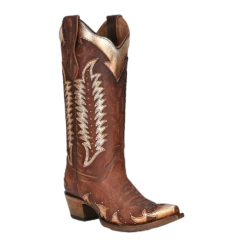 Circle G By Corral Ladies Cognac Studded Overlay Western Boots L2042