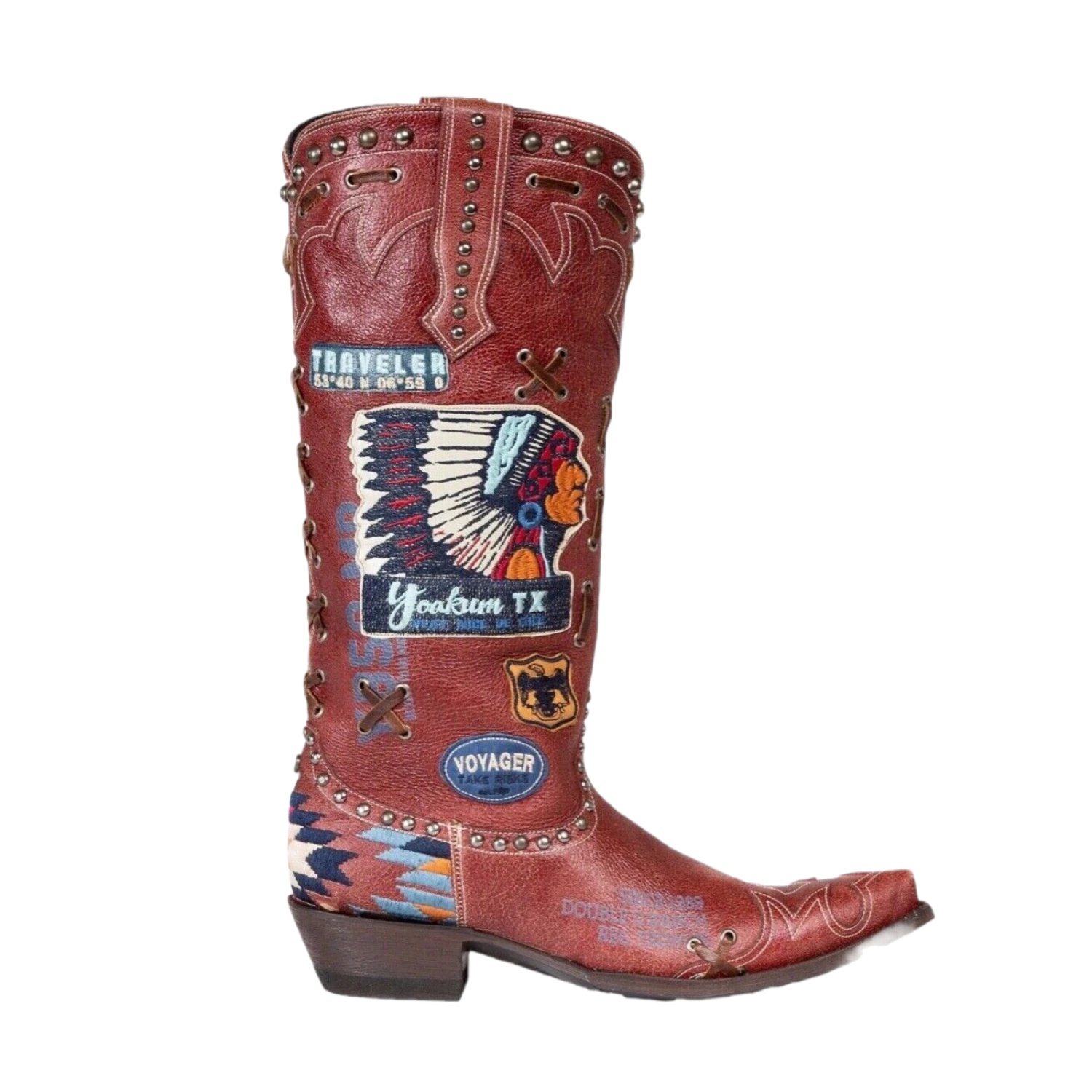 Double D Ranch Ladies Escalante Red Patchwork Biker Boots DDL044-1