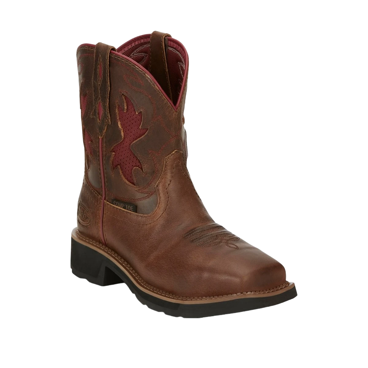 Justin Ladies Lathey Brown Nano Composite Square Toe Work Boots GY9962