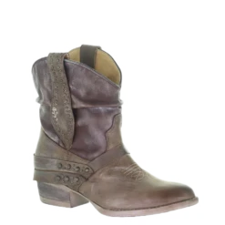 Circle G By Corral Ladies Slouch & Studs Brown Ankle Boots Q0172