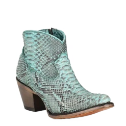 Corral Boots Corral Ladies Full Python Turquoise Round Toe Booties A4323