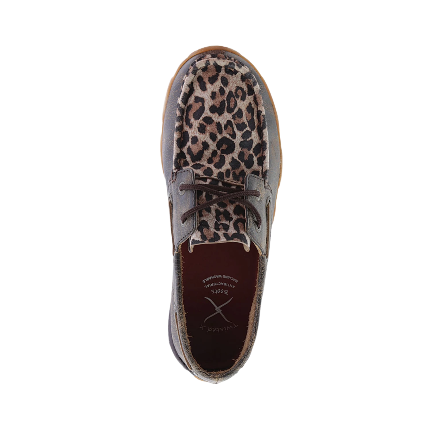 Twisted X Ladies Distressed Brown & Leopard Print Driving Mocs WDM0057 - Image 2