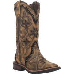 Laredo Ladies Bouquet Black And Brown Square Toe Boots 5844
