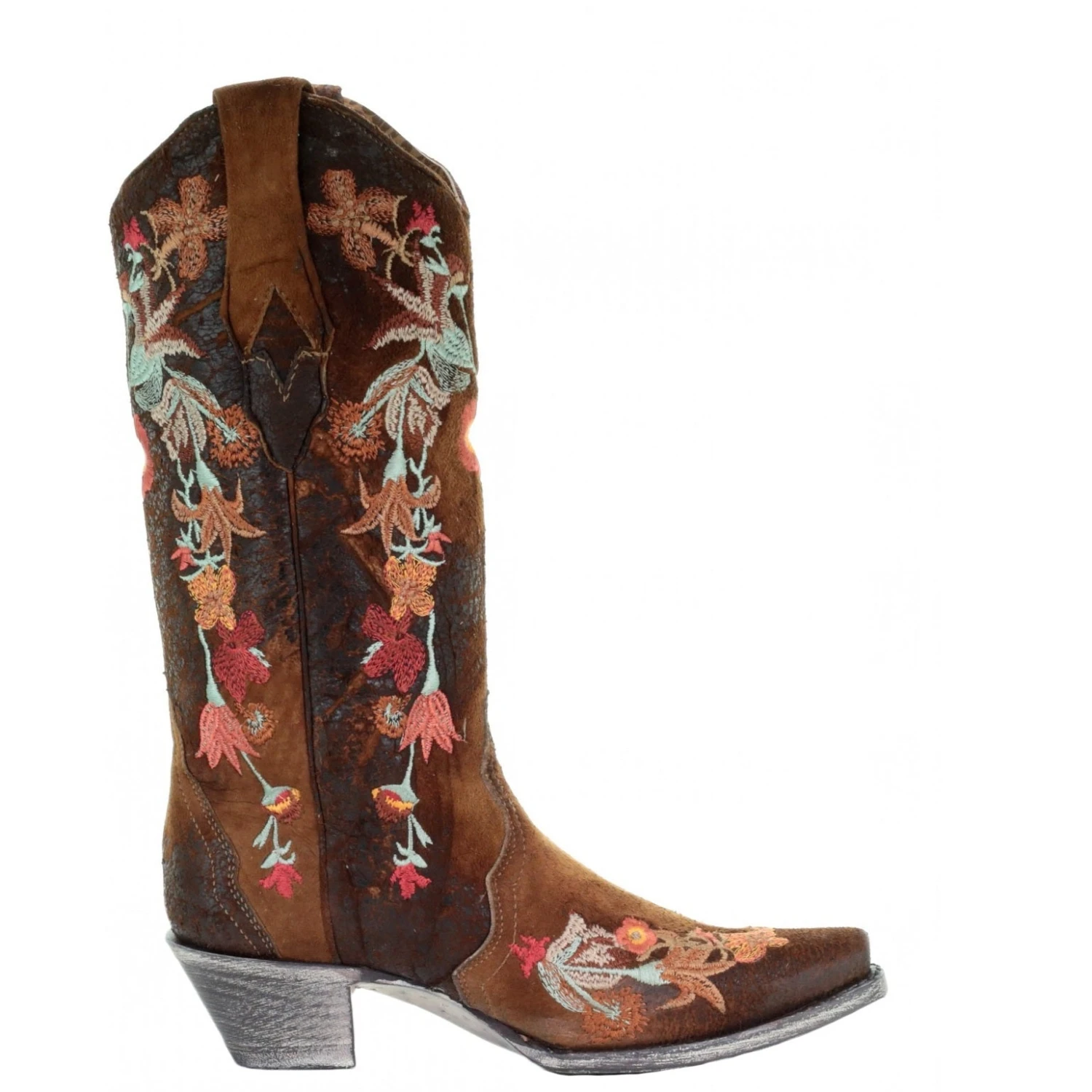 Corral Boots Corral Ladies Lindsey Chocolate Lamb Floral Embroidered Boot A3597 - Image 2