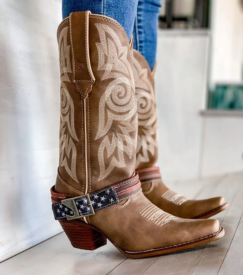 Durango Ladies Khaki Flag Accessory Shank Strap Western Boots DRD0208 - Image 7