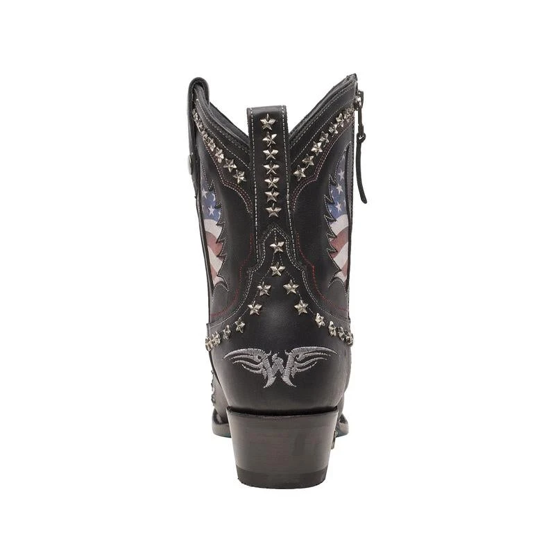 Lane Ladies Old Glory American Flag Jet Black Snip Toe Bootie LB0475A - Image 4